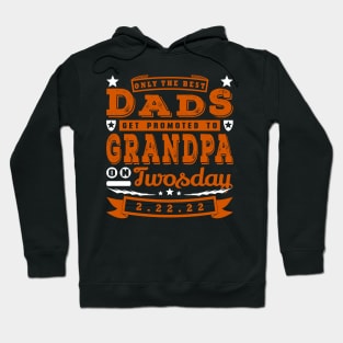 Promoted To Grandpa on Twosday Typography White Brown Text Hoodie